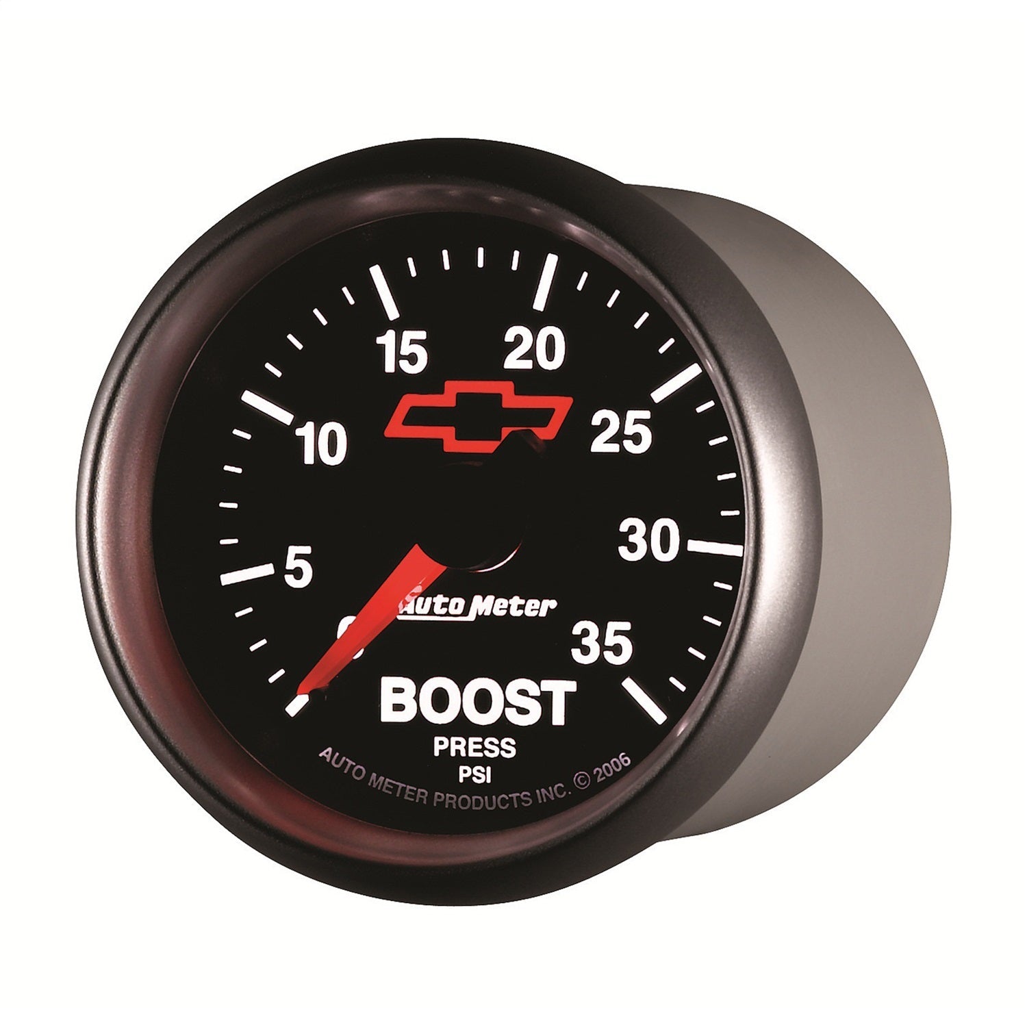 2-1/16" BOOST, 0-35 PSI, CHEVY RED BOWTIE, BLACK