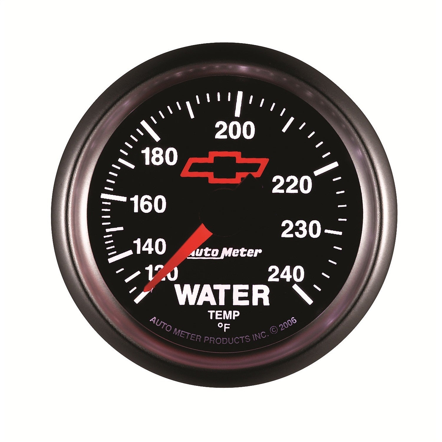 2-1/16" WATER TEMPERATURE, 120-240 °F, CHEVY RED BOWTIE, BLACK