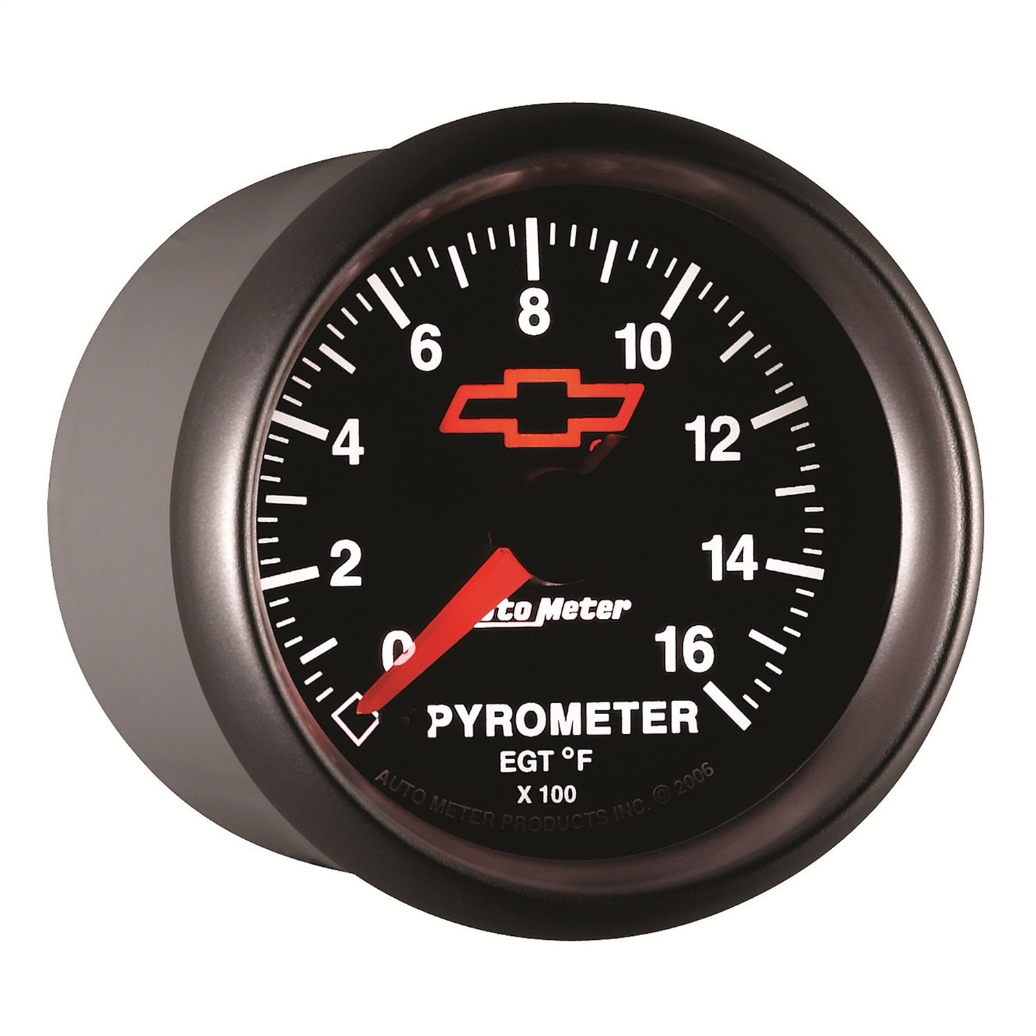 2-1/16" PYROMETER, 0-1600 °F, CHEVY RED BOWTIE, BLACK