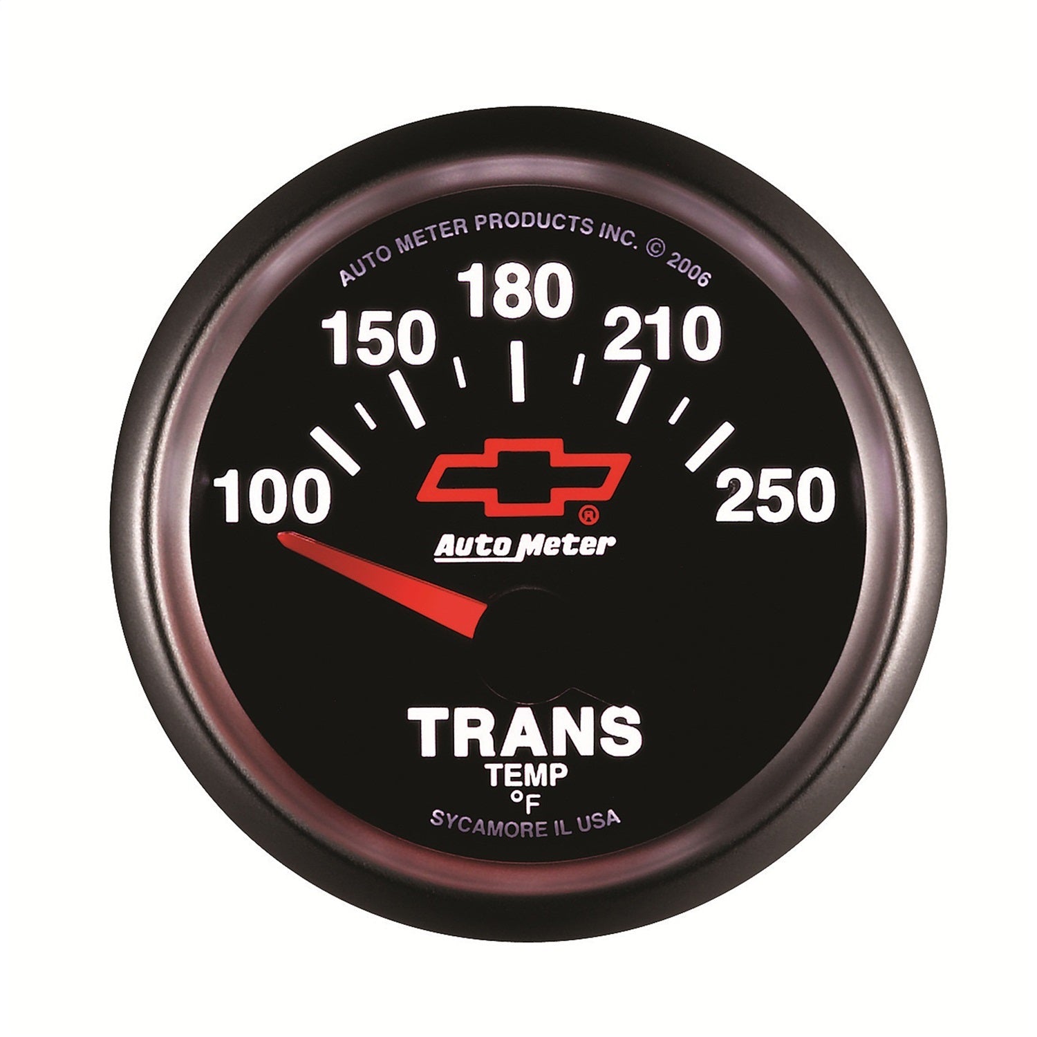 2-1/16" TRANSMISSION TEMPERATURE, 100-250 °F, CHEVY RED BOWTIE, BLACK