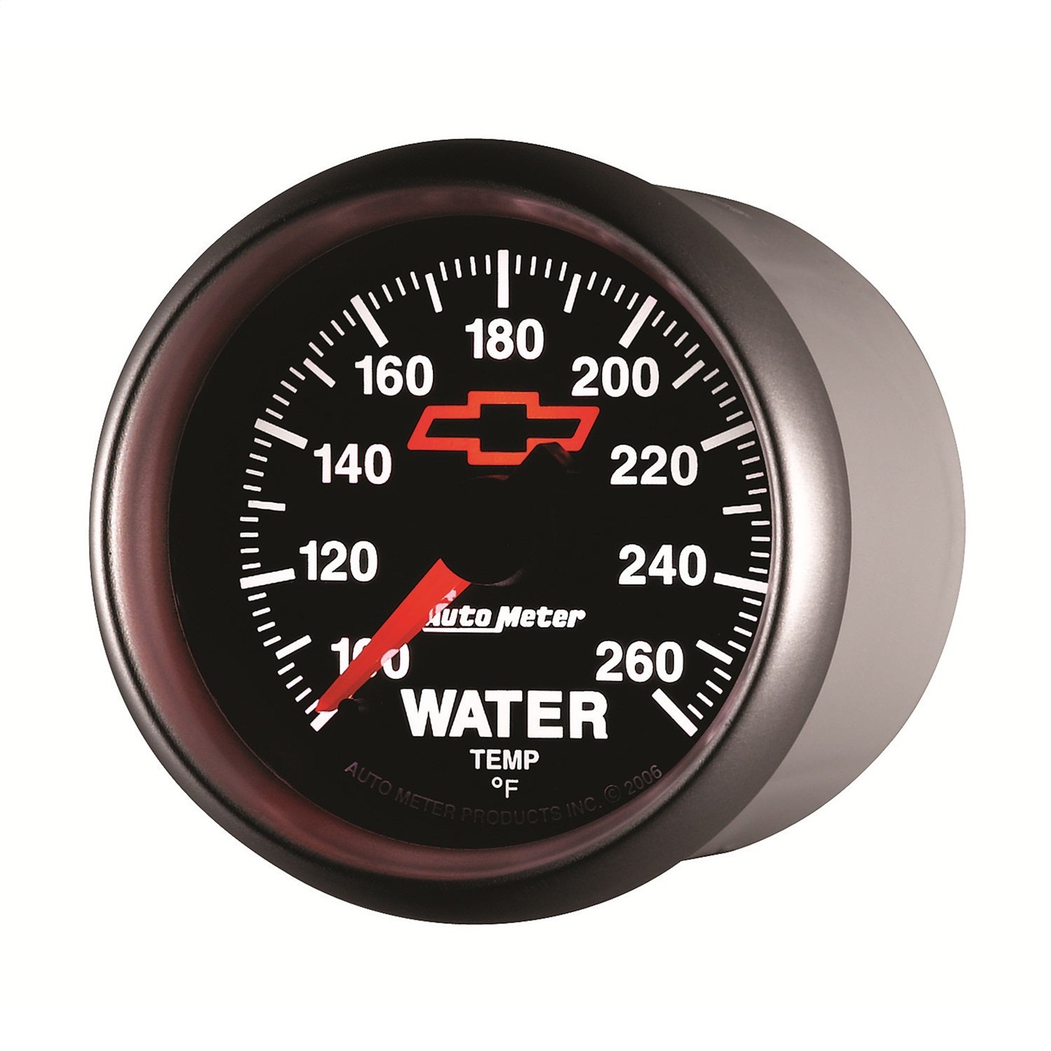 2-1/16" WATER TEMPERATURE, 100-260 °F, CHEVY RED BOWTIE, BLACK
