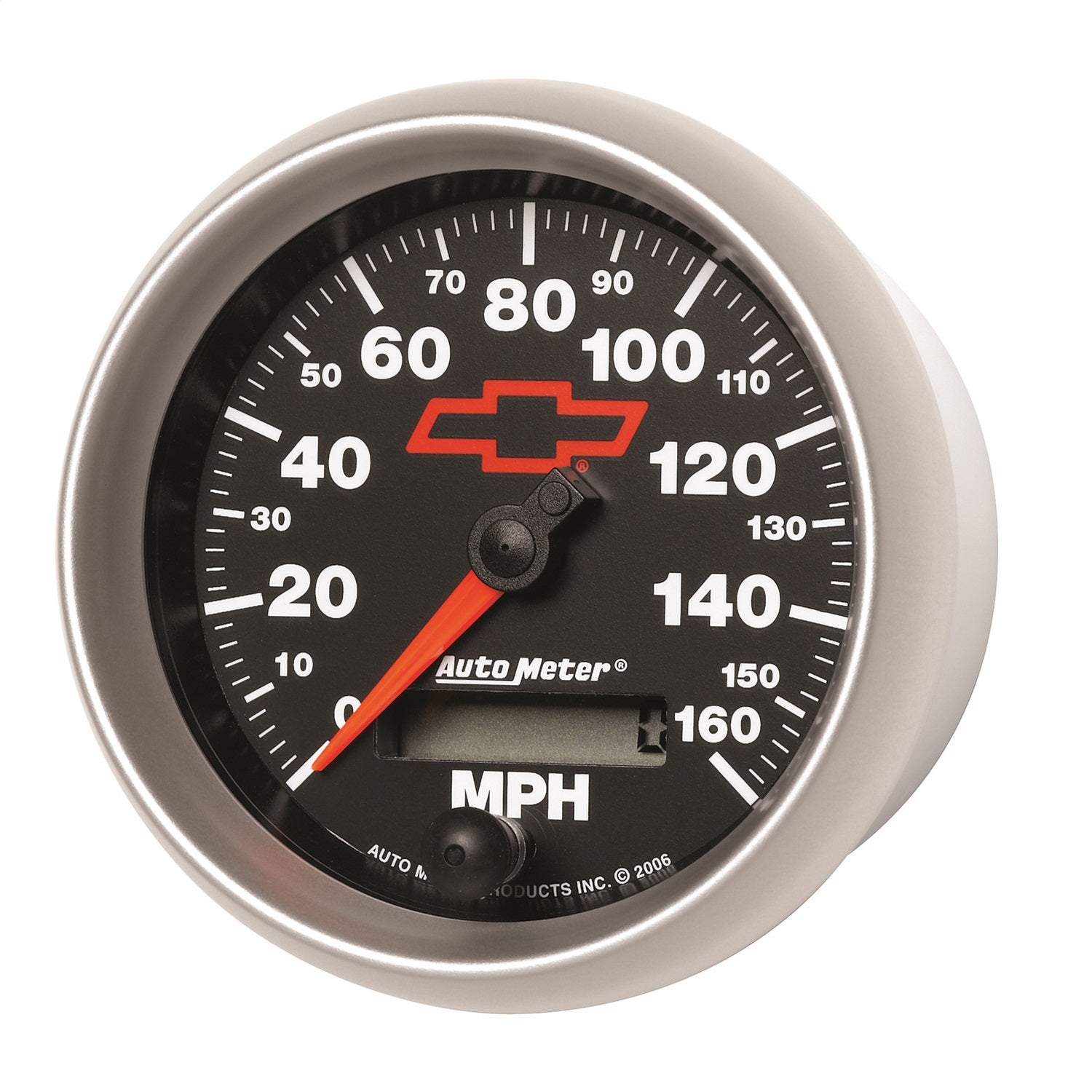 3-3/8" SPEEDOMETER, 0-160 MPH, CHEVY RED BOWTIE, BLACK