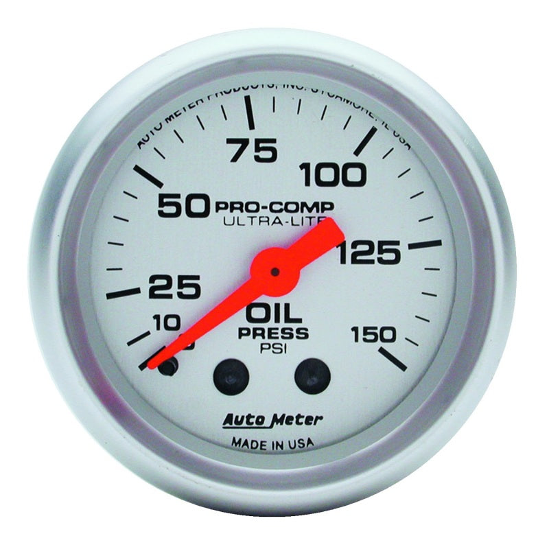 2-1/16" OIL PRESSURE, 0-150 PSI, ULTRA-LITE