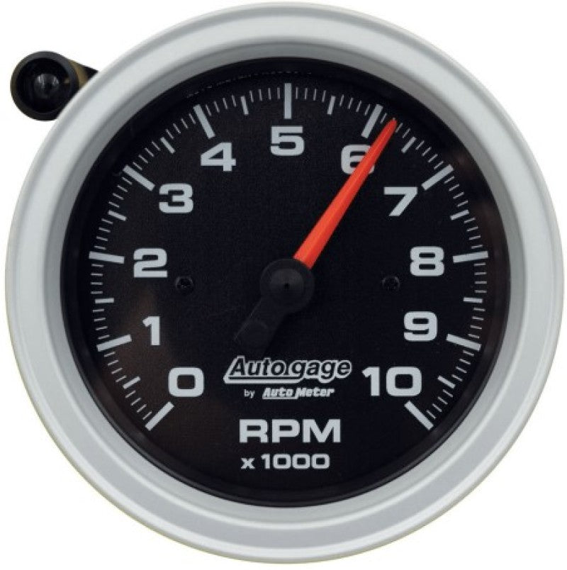 3-3/4" PEDESTAL TACHOMETER, 0-10,000 RPM, BLACK DIAL, W/EXTERNAL SHIFT-LIGHT, AUTO GAGE
