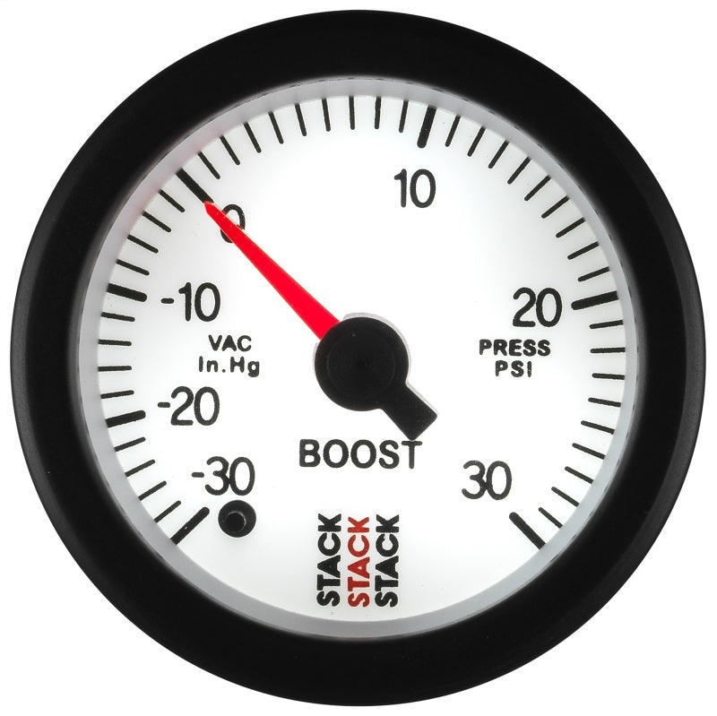 52MM, BOOST PRESS, PRO STEPPER MOTOR, -30INHG TO +30PSI, STACK WHT