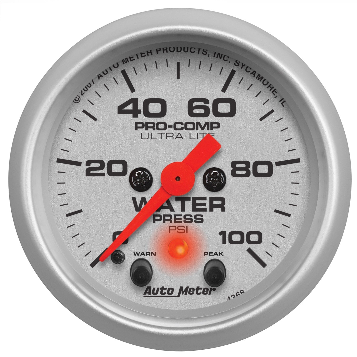 2-1/16" WATER PRESSURE, 0-100 PSI, ULTRA-LITE