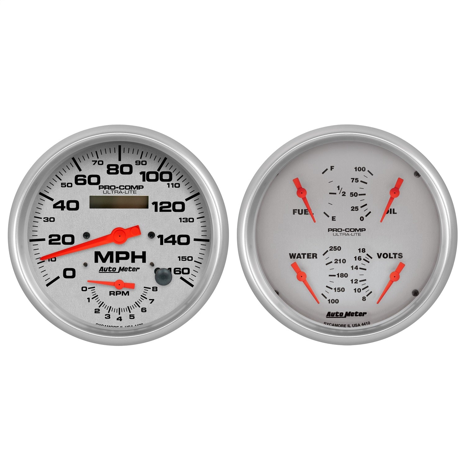 2 PC. GAUGE KIT, 5" QUAD & TACH/SPEEDO, 240-33 ?, ULTRA-LITE