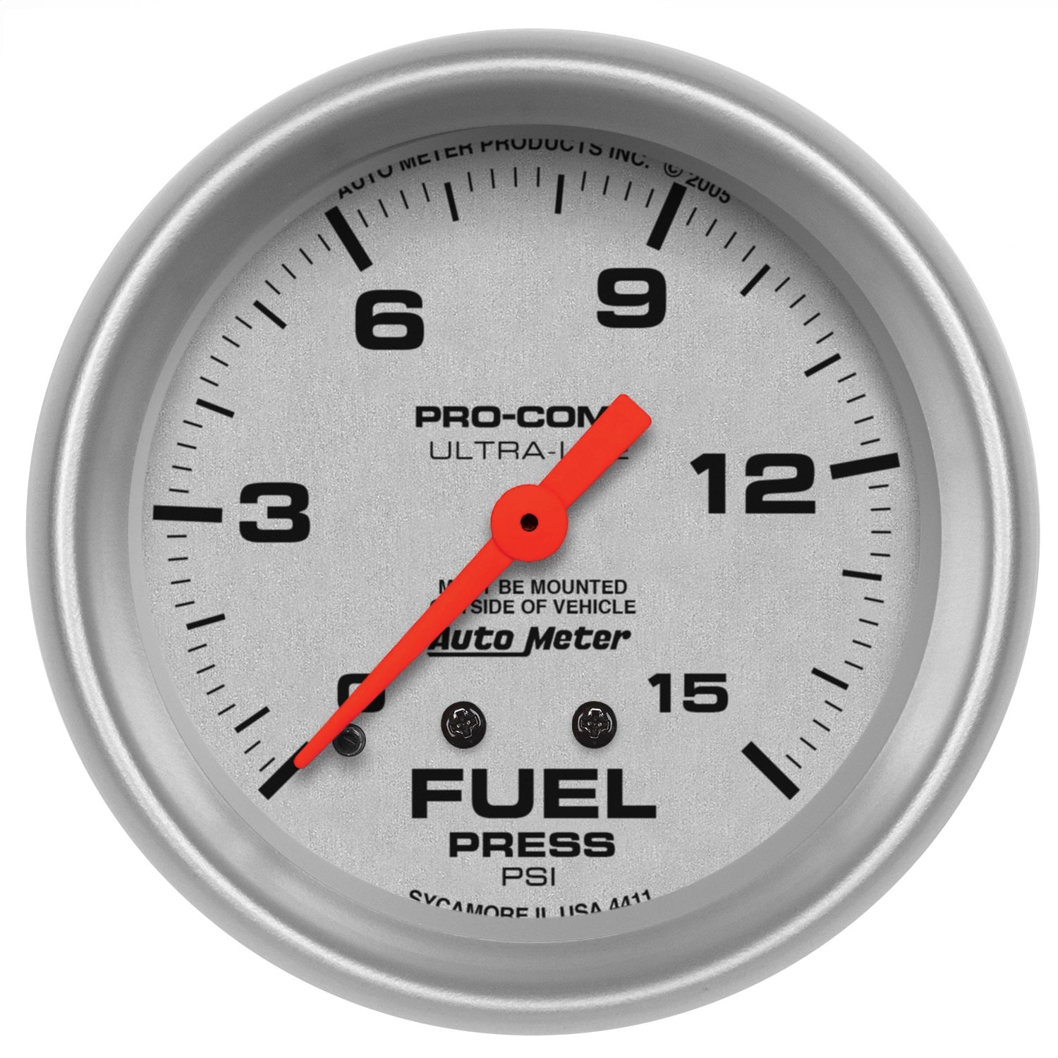 2-5/8" FUEL PRESSURE, 0-15 PSI, ULTRA-LITE
