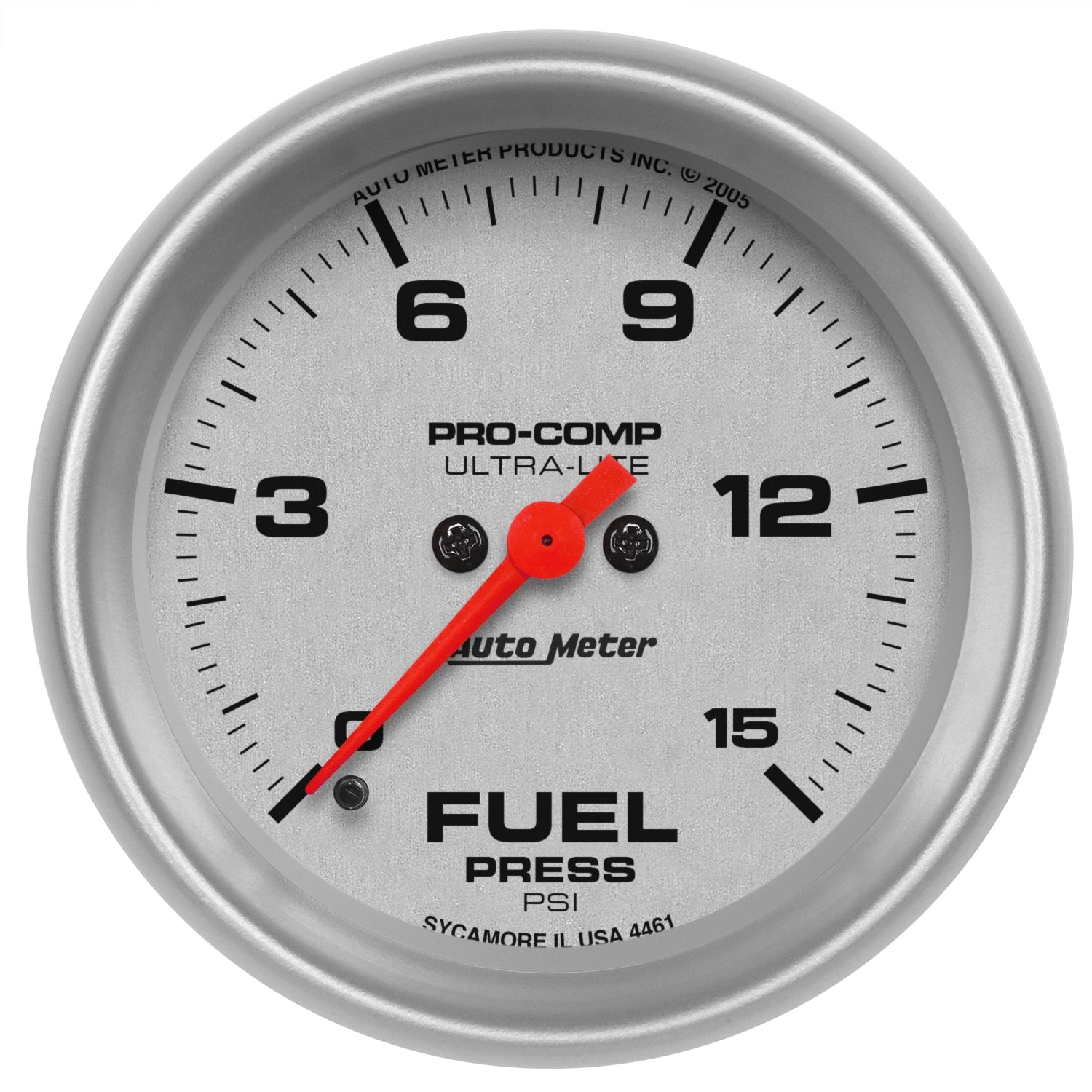 2-5/8" FUEL PRESSURE, 0-15 PSI, ULTRA-LITE