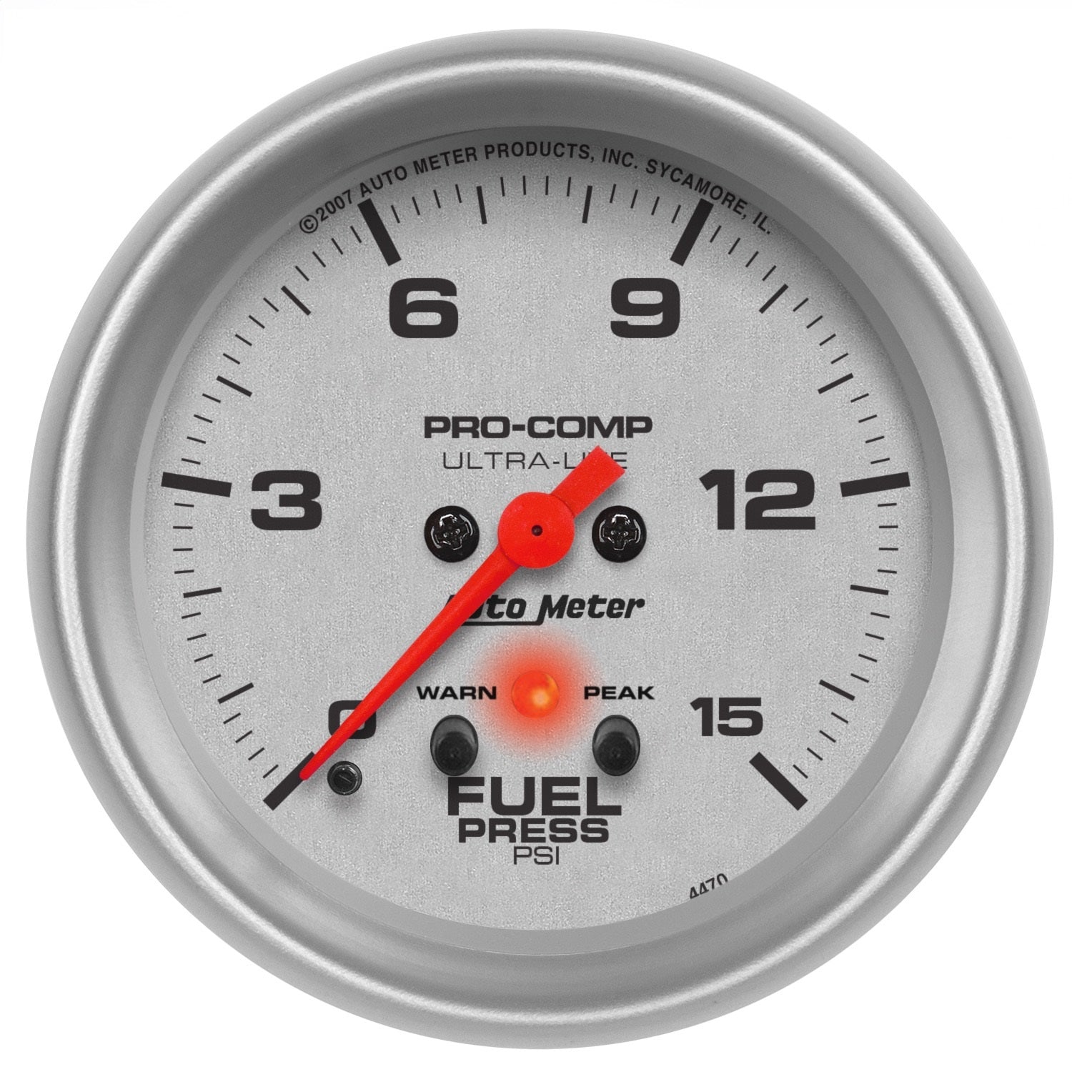 2-5/8" FUEL PRESSURE, 0-15 PSI, ULTRA-LITE