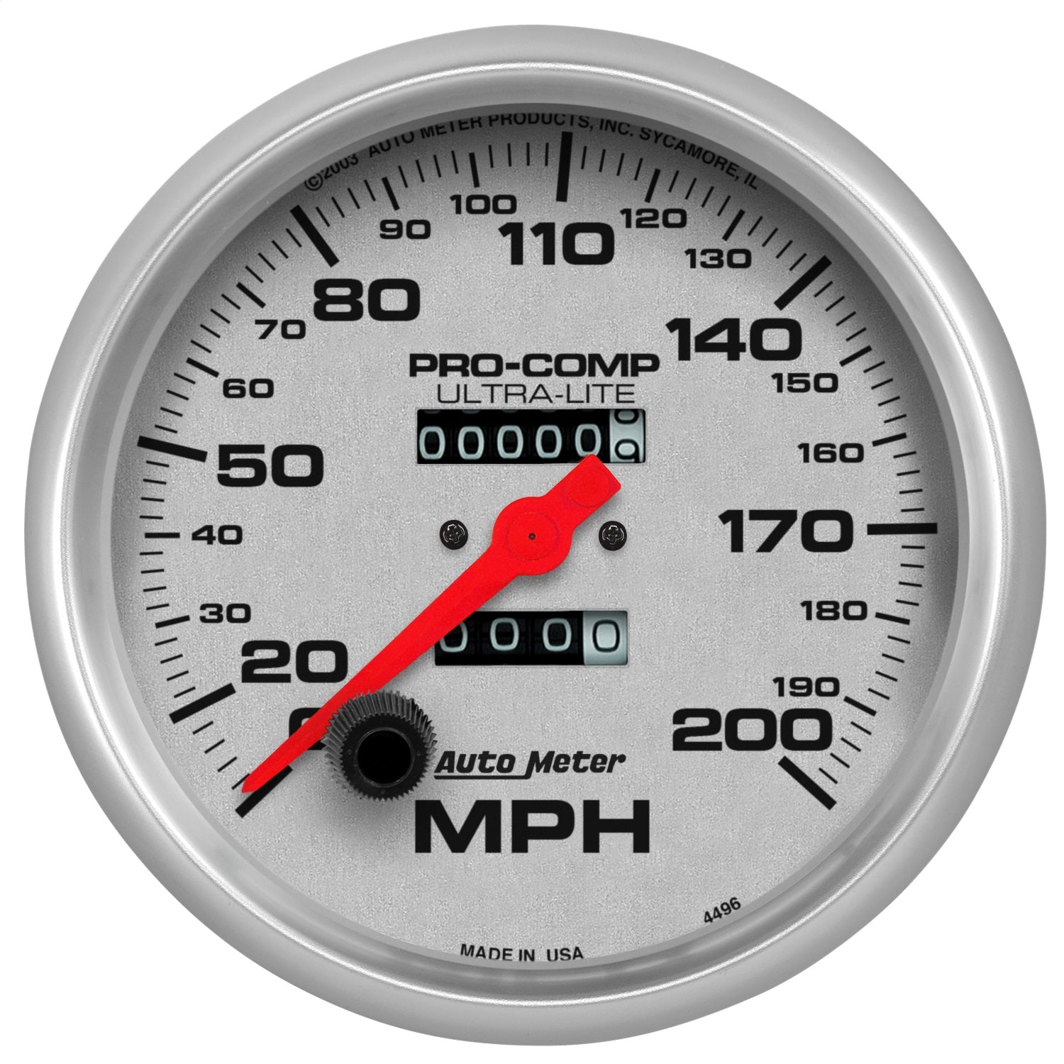 5" SPEEDOMETER, 0-200 MPH, ULTRA-LITE