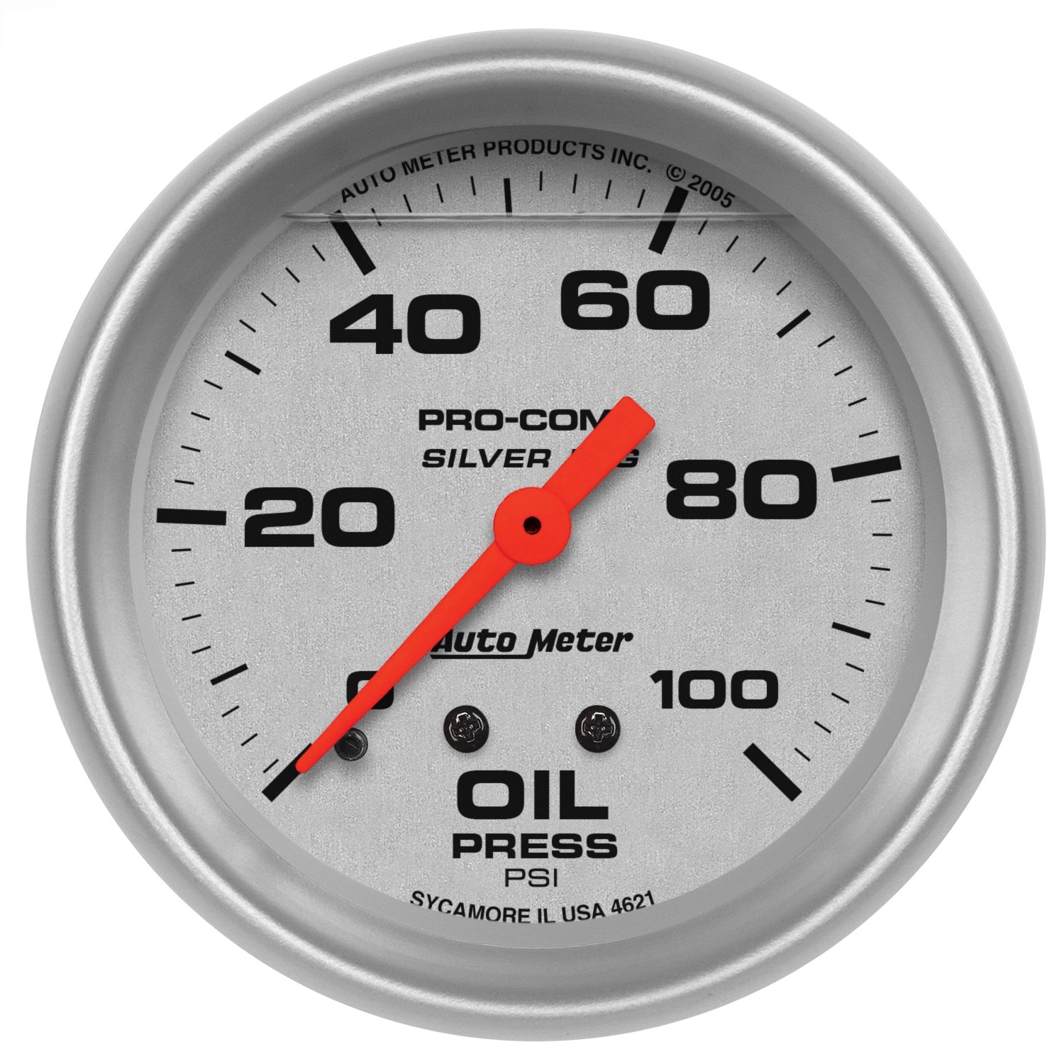 2-5/8" OIL PRESSURE, 0-100 PSI, LIQUID FILLED, ULTRA-LITE