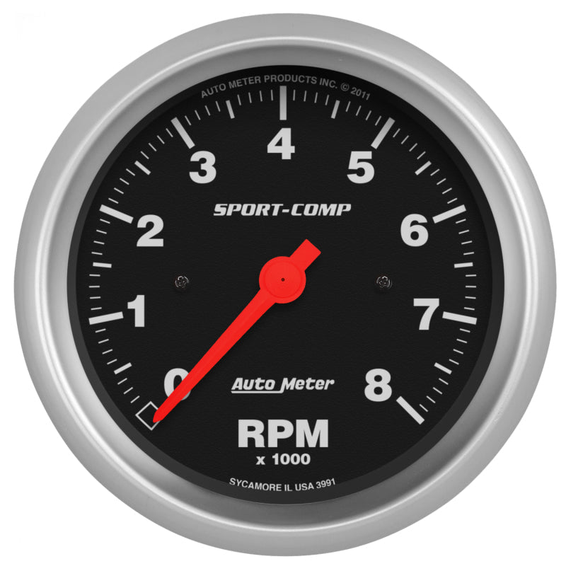 3-3/8" IN-DASH TACHOMETER, 0-8,000 RPM, SPORT-COMP