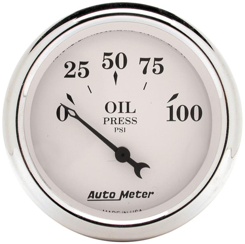 2-1/16" OIL PRESSURE, 0-100 PSI, OLD-TYME WHITE