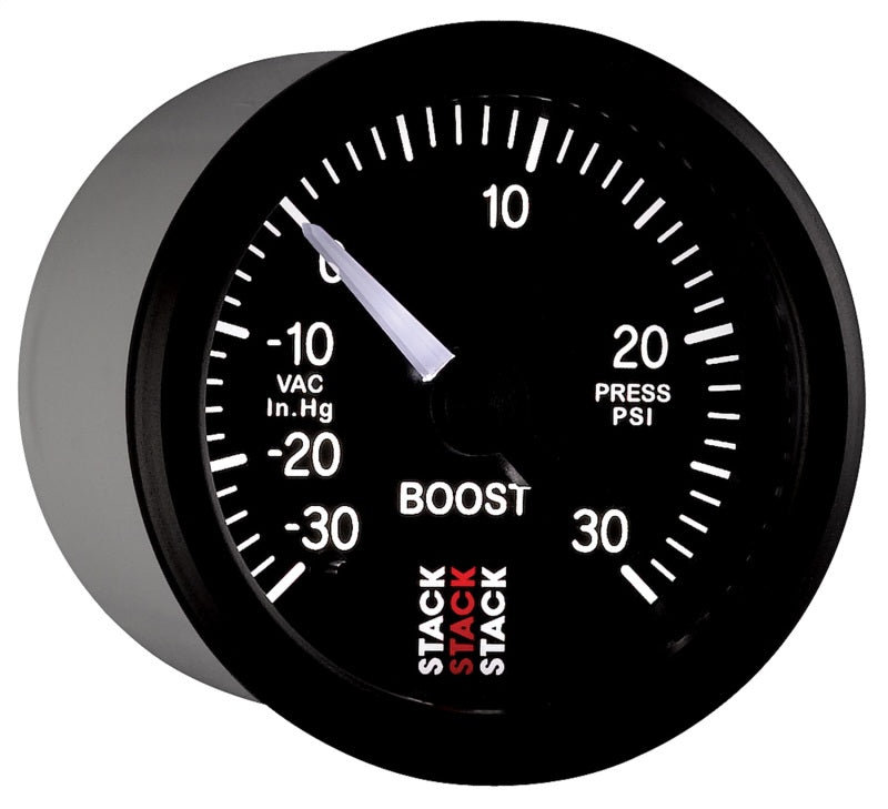 52MM, BOOST PRESS, PRO STEPPER,, BLK, -30INHG TO +30PSI, INCL. T-FITTING