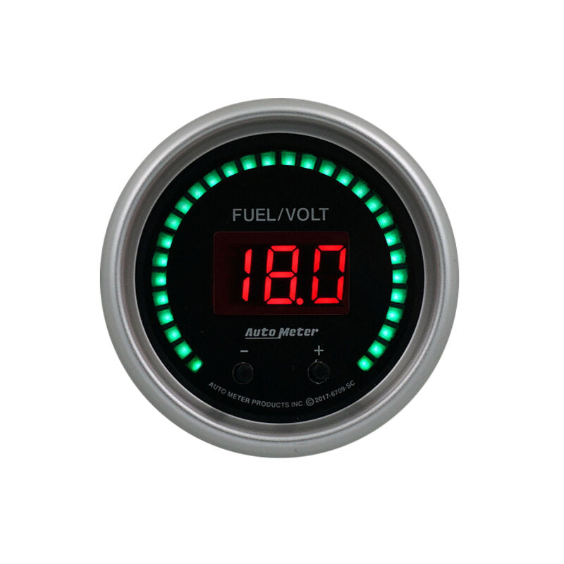 2-1/16" TWO CHANNEL FUEL LEVEL / VOLTMETER, 0-100%/8-18V, SPORT-COMP ELITE DIGITAL