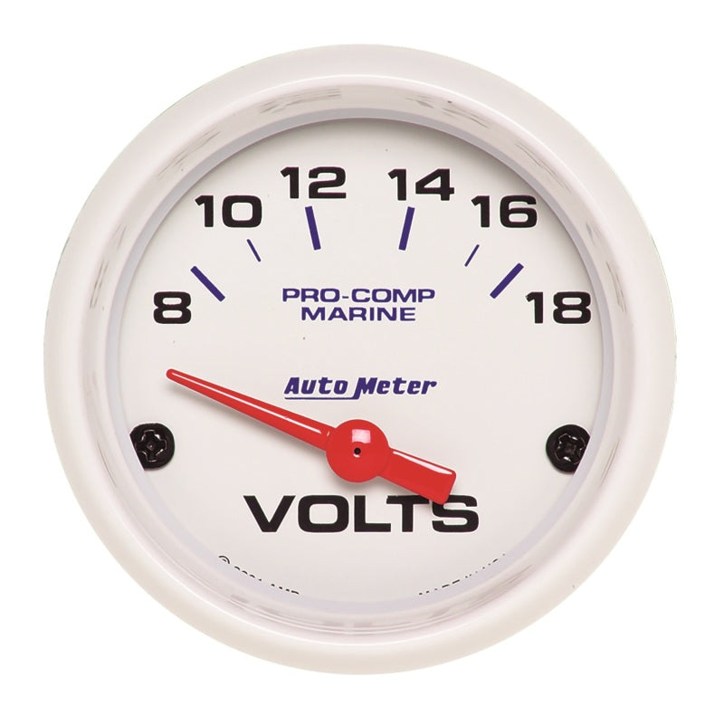 2-1/16" VOLTMETER, 8-18V, MARINE WHITE