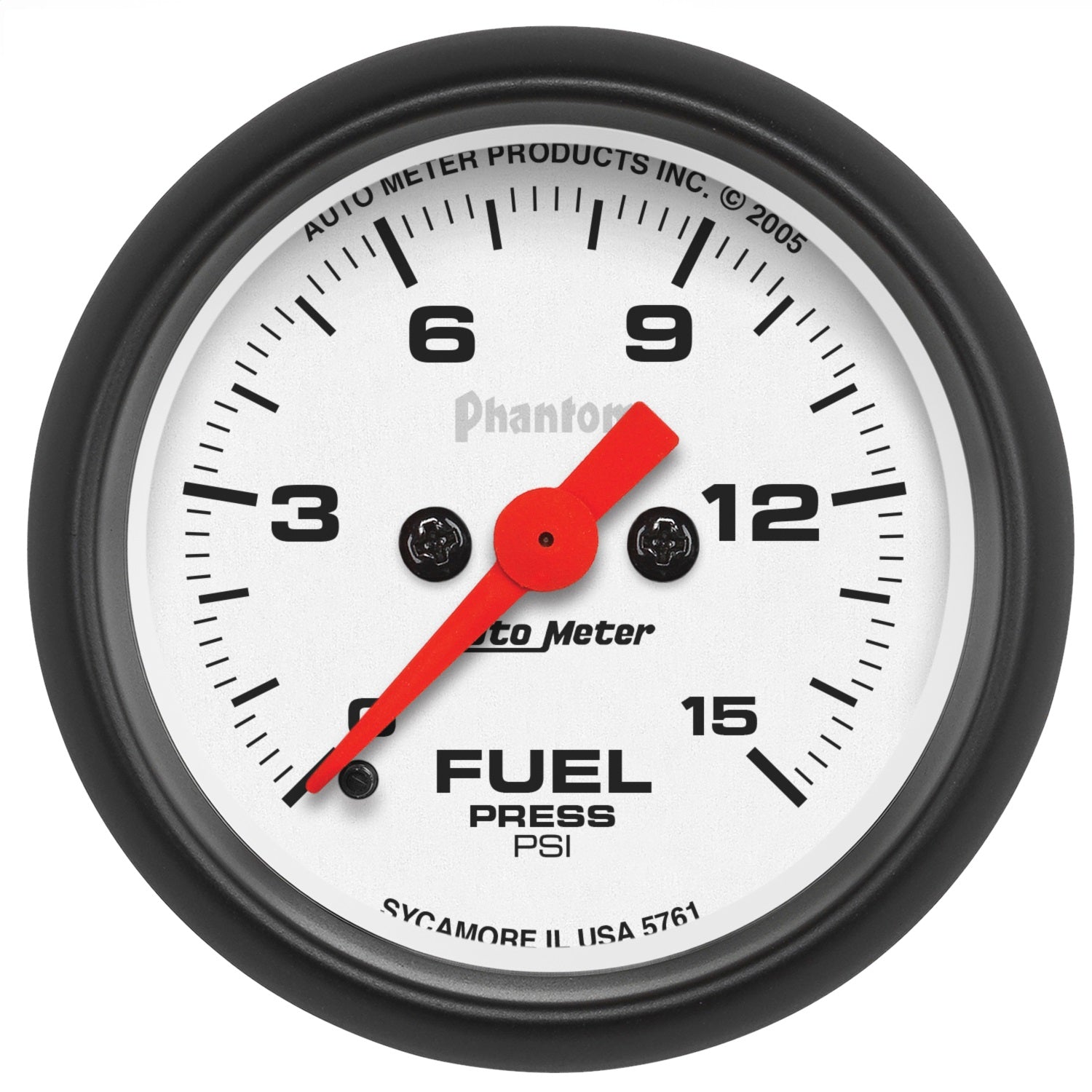 2-1/16" FUEL PRESSURE, 0-15 PSI, PHANTOM