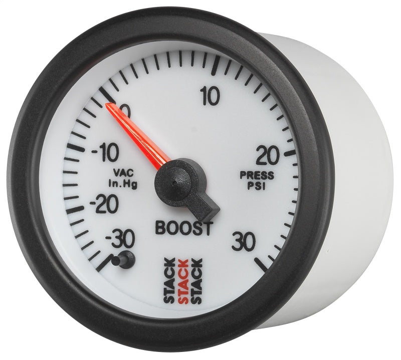 52MM, BOOST PRESS, PRO STEPPER MOTOR, -30INHG TO +30PSI, STACK WHT