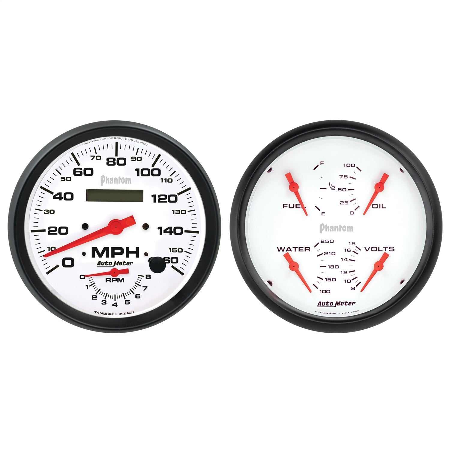 2 PC. GAUGE KIT, 5" QUAD & TACH/SPEEDO, 240-33 ?, PHANTOM