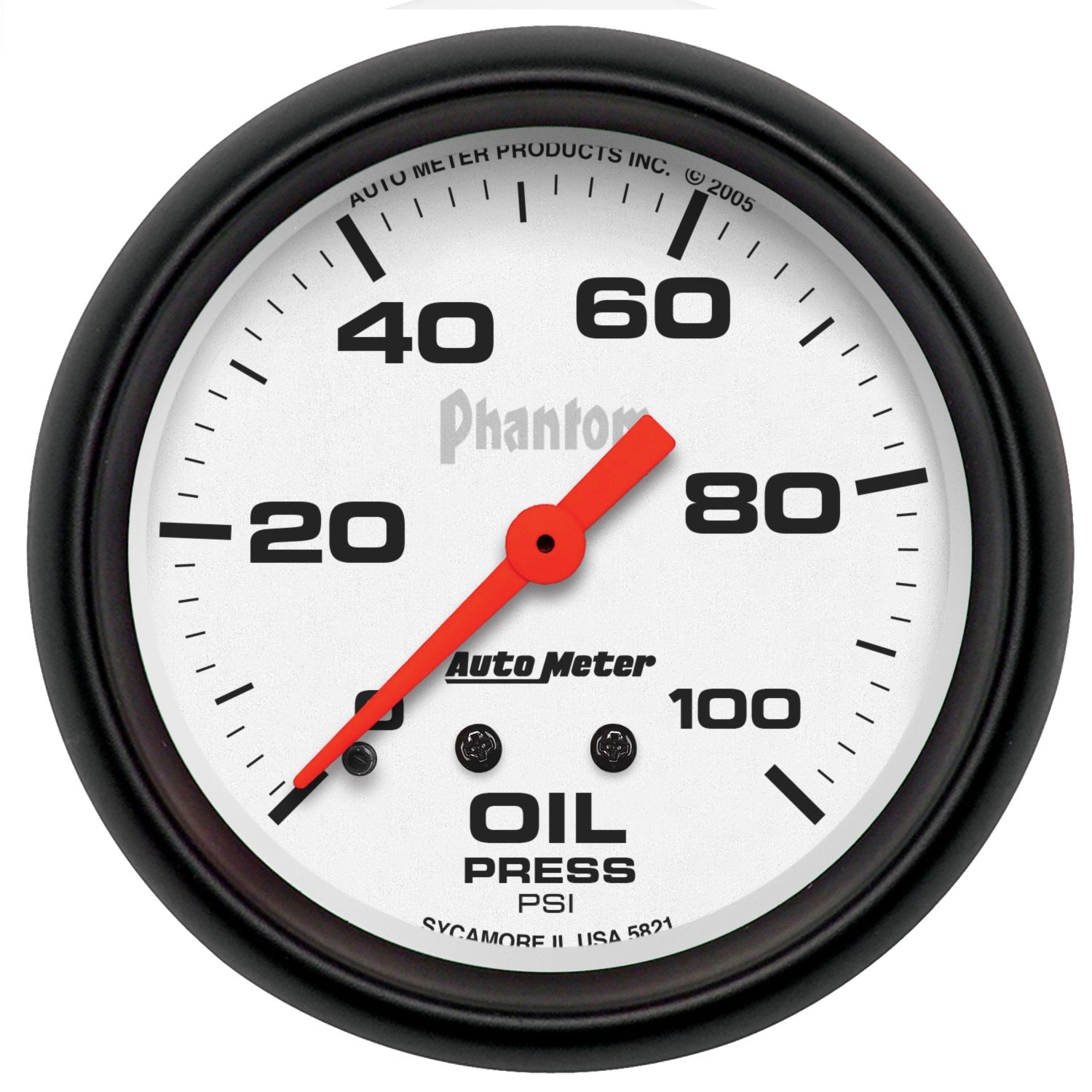 2-5/8" OIL PRESSURE, 0-100 PSI, PHANTOM
