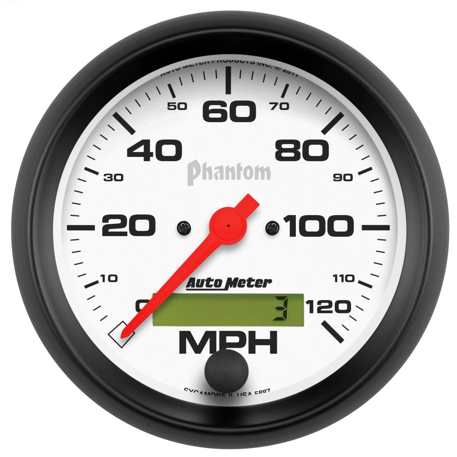 3-3/8" SPEEDOMETER, 0-120 MPH, PHANTOM