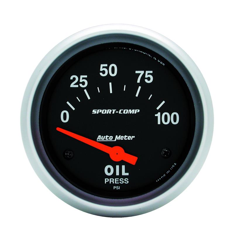 2-5/8" OIL PRESSURE, 0-100 PSI, SPORT-COMP