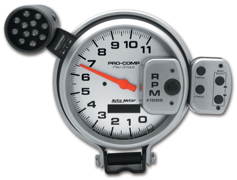 5" TACHOMETER, 0-11,000 RPM, PRO-STOCK PEDESTAL W/ SUPER LITE & PEAK MEM, ULTRA-LITE