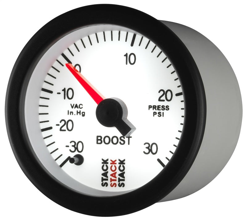 52MM, BOOST PRESS, PRO STEPPER MOTOR, -30INHG TO +30PSI, STACK WHT