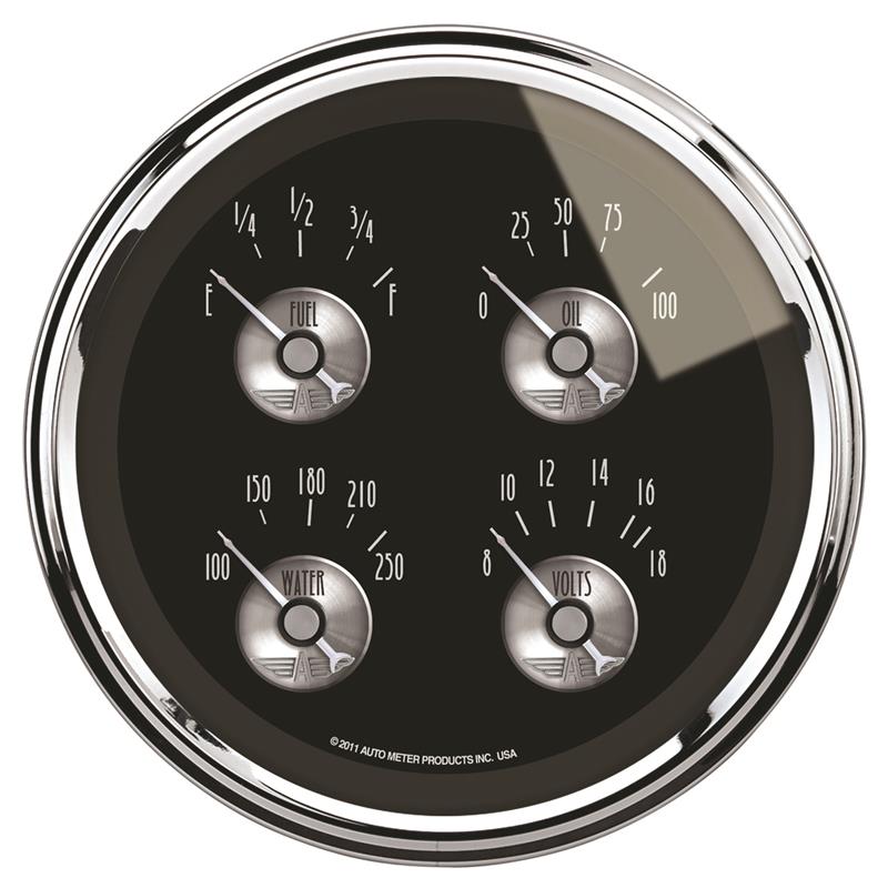 5" QUAD GAUGE, 100 PSI/100-250 °F/8-18V/0-90 ?, PRESTIGE BLACK DIAMOND