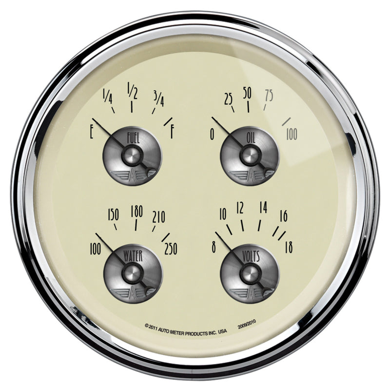 5" QUAD GAUGE, 100 PSI/100-250 °F/8-18V/0-90 ?, PRESTIGE ANTIQUE IVORY