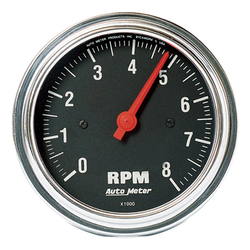 3-3/4" PEDESTAL RETRO TACH, 0-8,000 RPM, SHORT SWEEP, TRADITIONAL CHROME