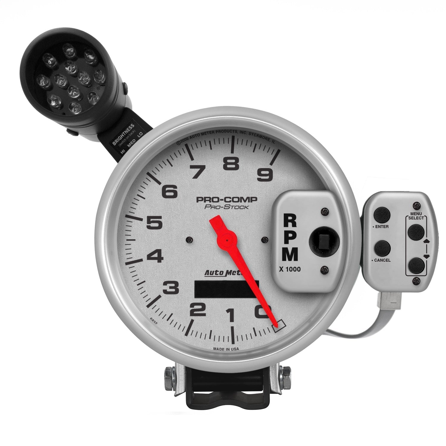 5" TACHOMETER, 0-9000 RPM, PRO-STOCK PEDESTAL W/ SUPER LITE & PEAK MEM, ULTRA-LITE