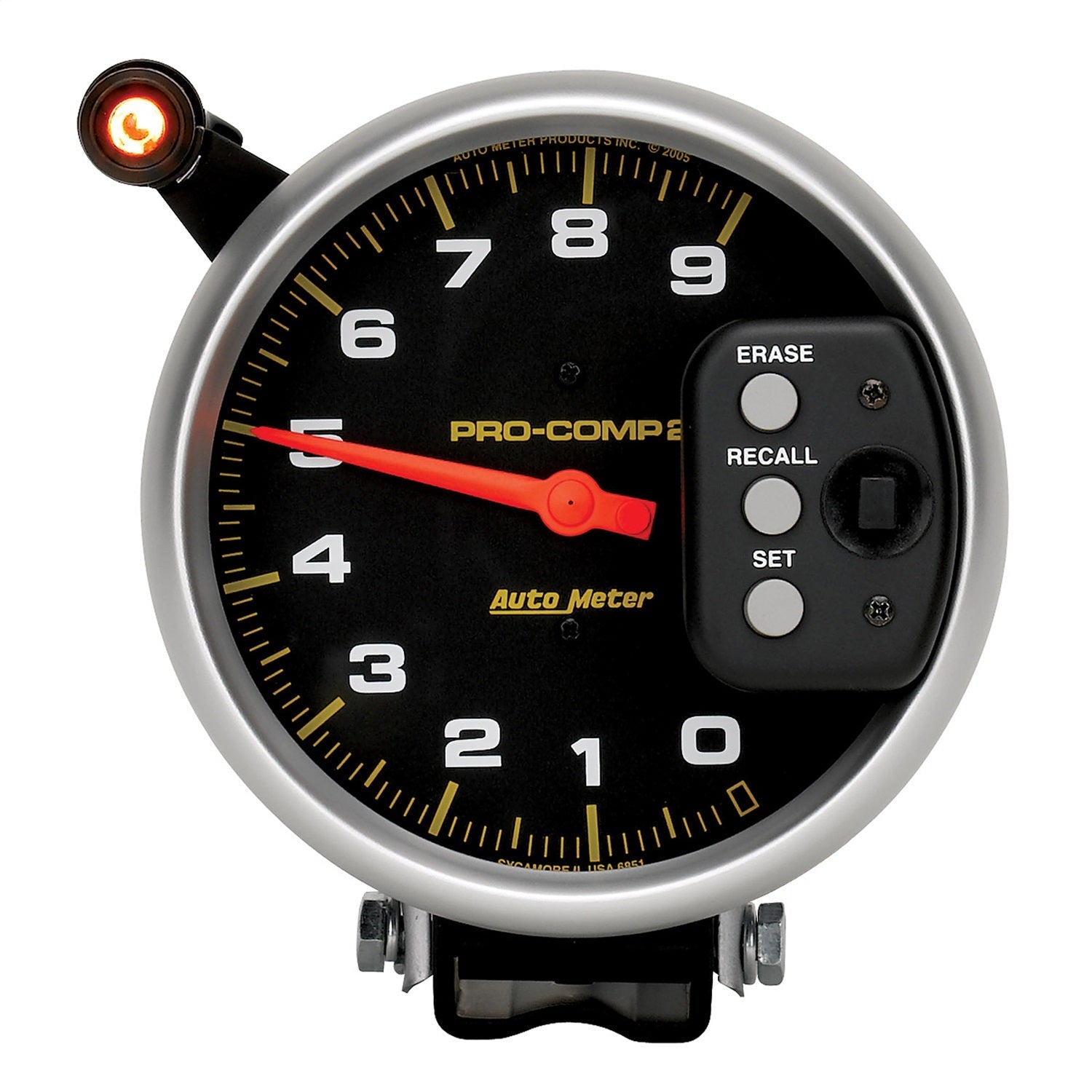 5" TACHOMETER, 0-9000 RPM, PEDESTAL W/ QUICK LITE & PEAK MEMORY, PRO-COMP
