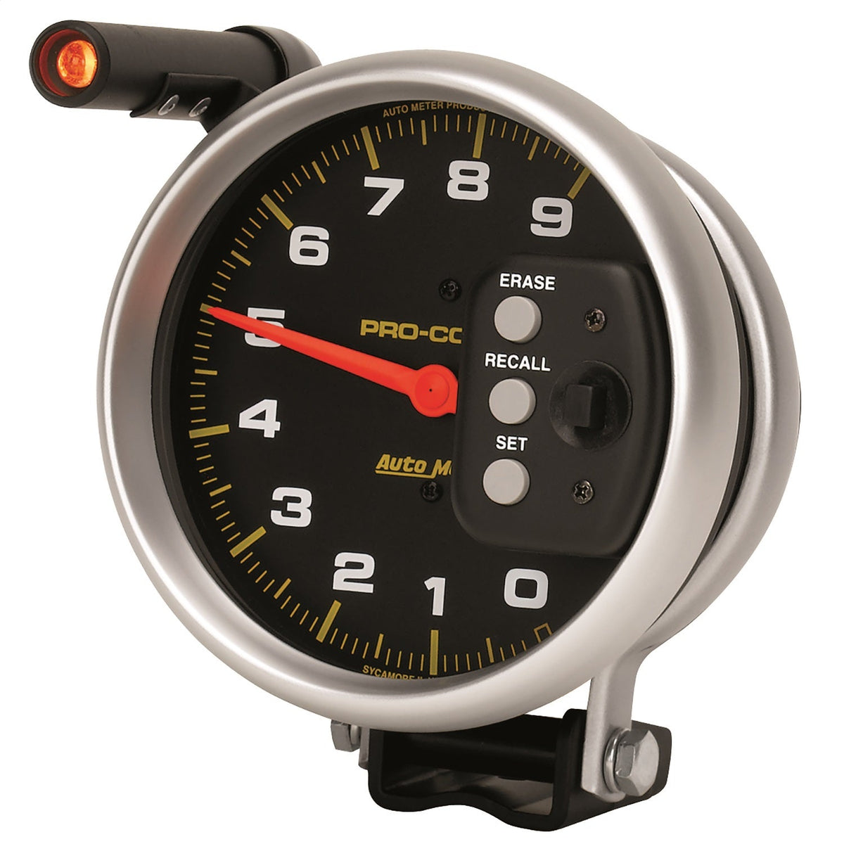 5" TACHOMETER, 0-9000 RPM, PEDESTAL W/ QUICK LITE & PEAK MEMORY, PRO-COMP