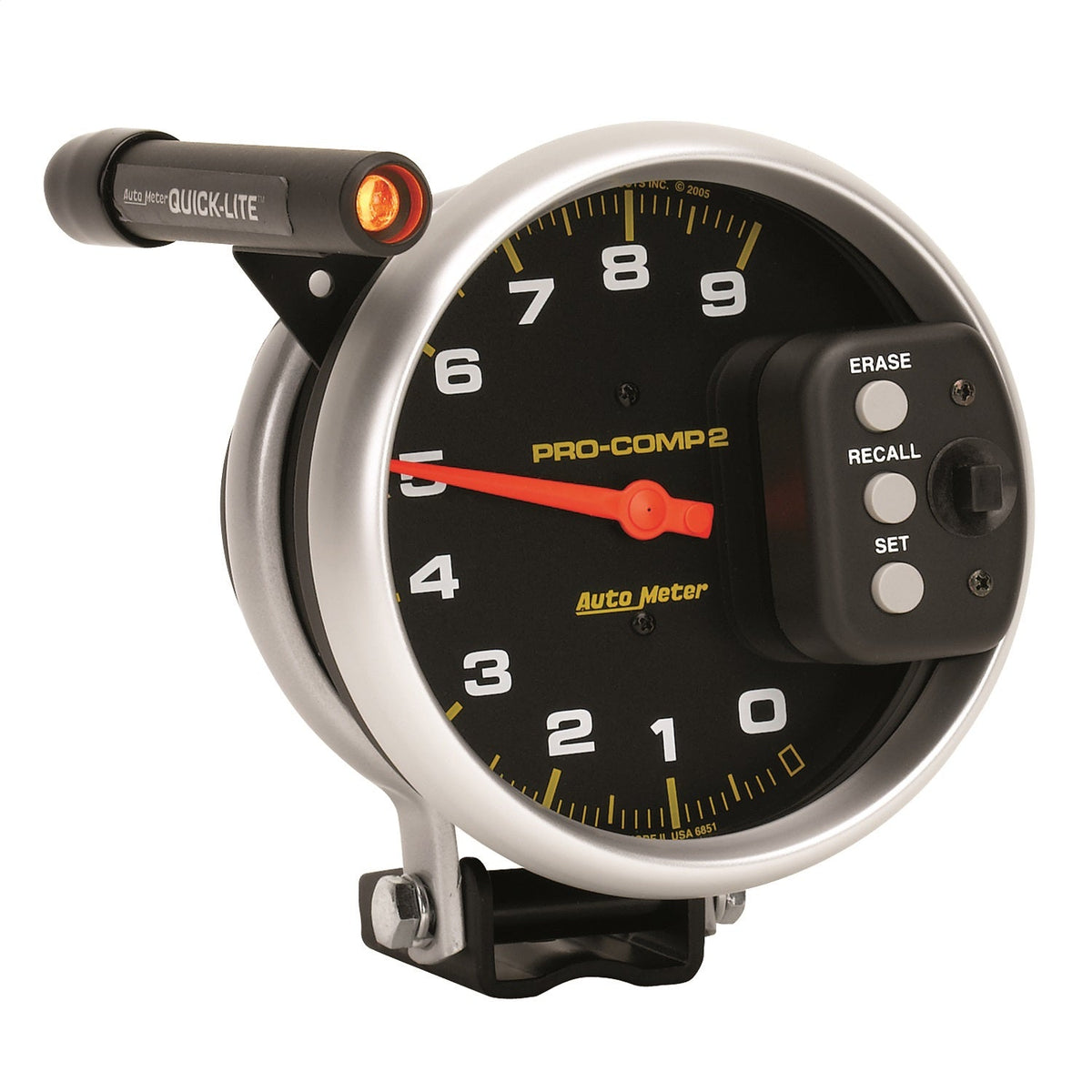 5" TACHOMETER, 0-9000 RPM, PEDESTAL W/ QUICK LITE & PEAK MEMORY, PRO-COMP