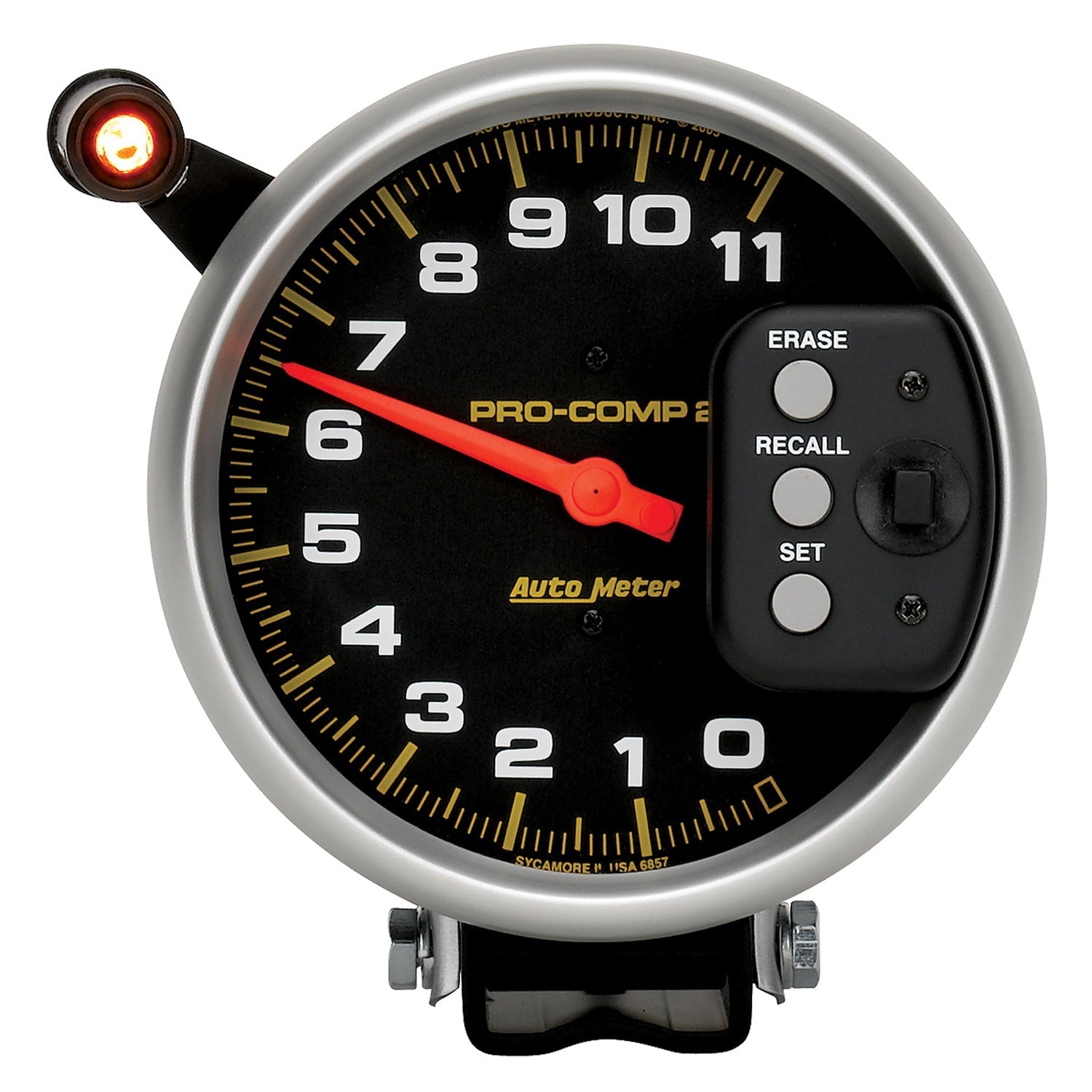 5" TACHOMETER, 0-11,000 RPM, PEDESTAL W/ QUICK LITE & PEAK MEMORY, PRO-COMP