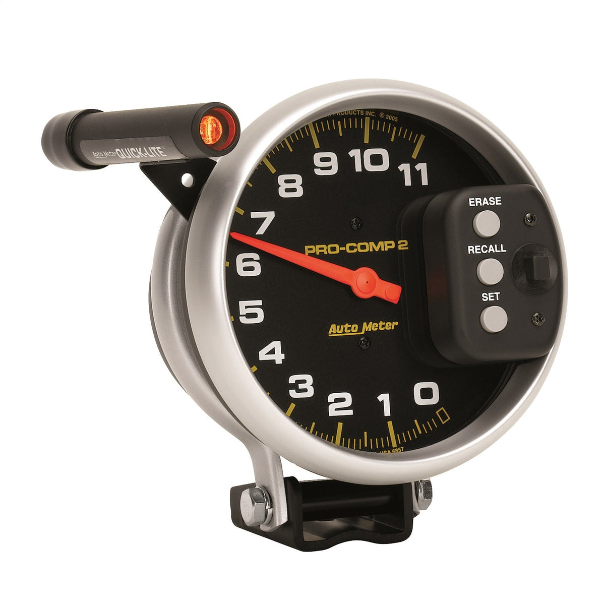 5" TACHOMETER, 0-11,000 RPM, PEDESTAL W/ QUICK LITE & PEAK MEMORY, PRO-COMP