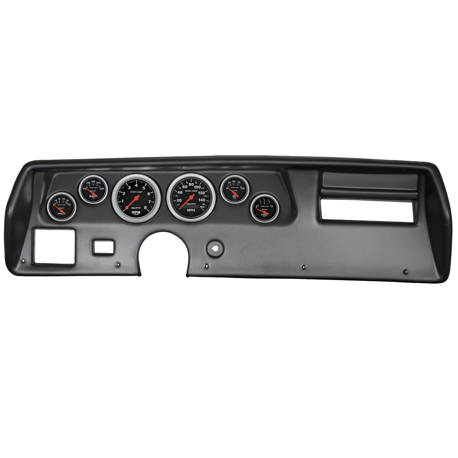 6 GAUGE DIRECT-FIT DASH KIT, CHEVELLE / EL CAMINO / MALIBU 70-72, SPORT-COMP