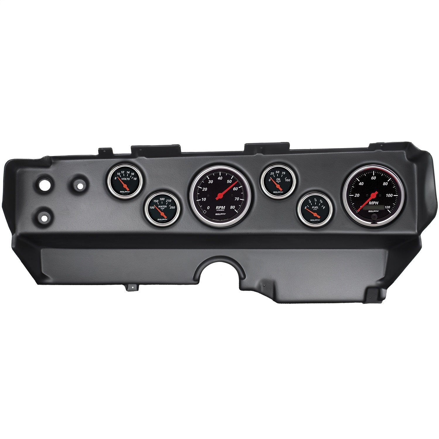 6 GAUGE DIRECT-FIT DASH KIT, E-BODY / CUDA / CHALLENGER 70-74, DESIGNER BLACK