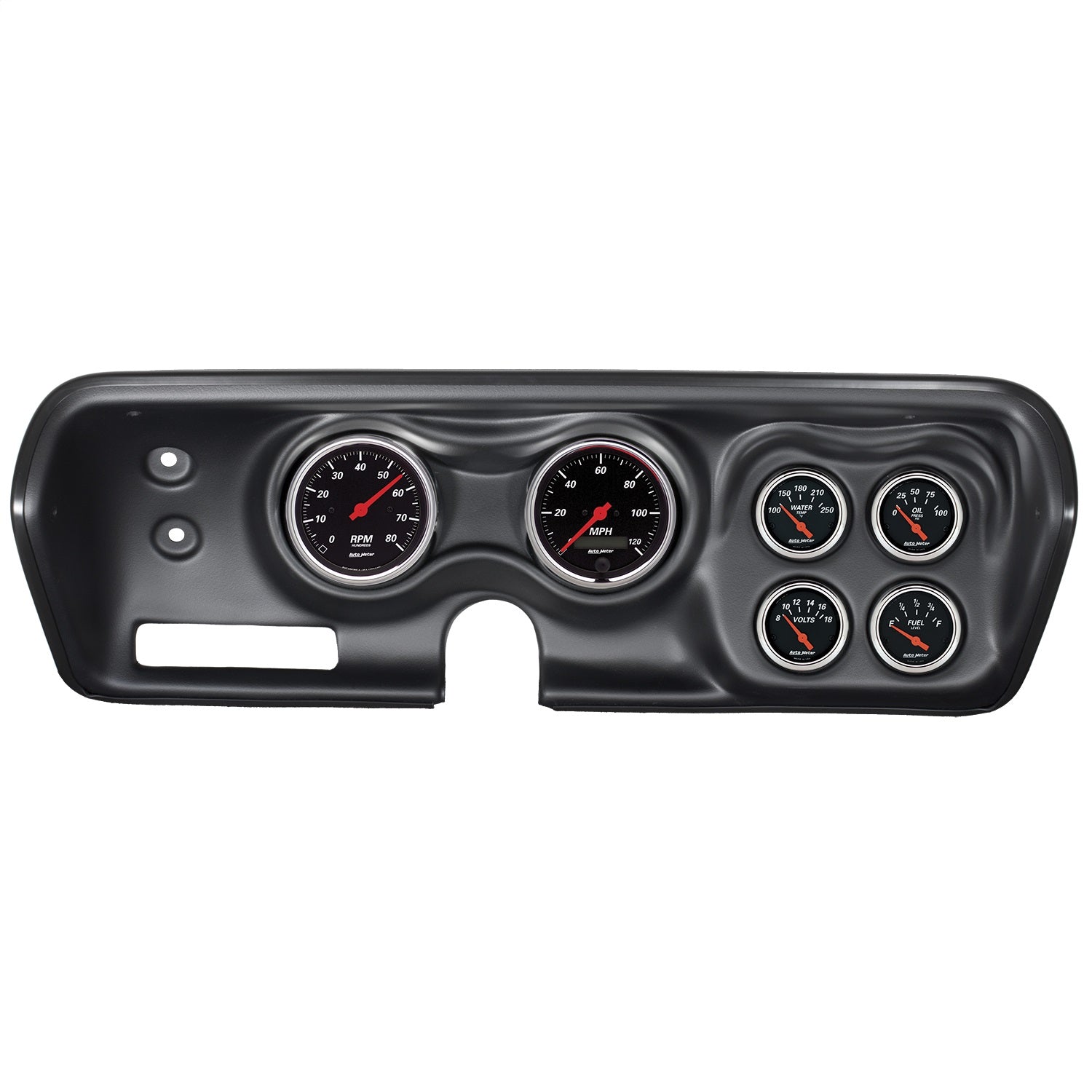 6 GAUGE DIRECT-FIT DASH KIT, B-BODY / CHRGR / GTX / ROAD RUNNER / SAT 71-74, DESIGNER BLACK