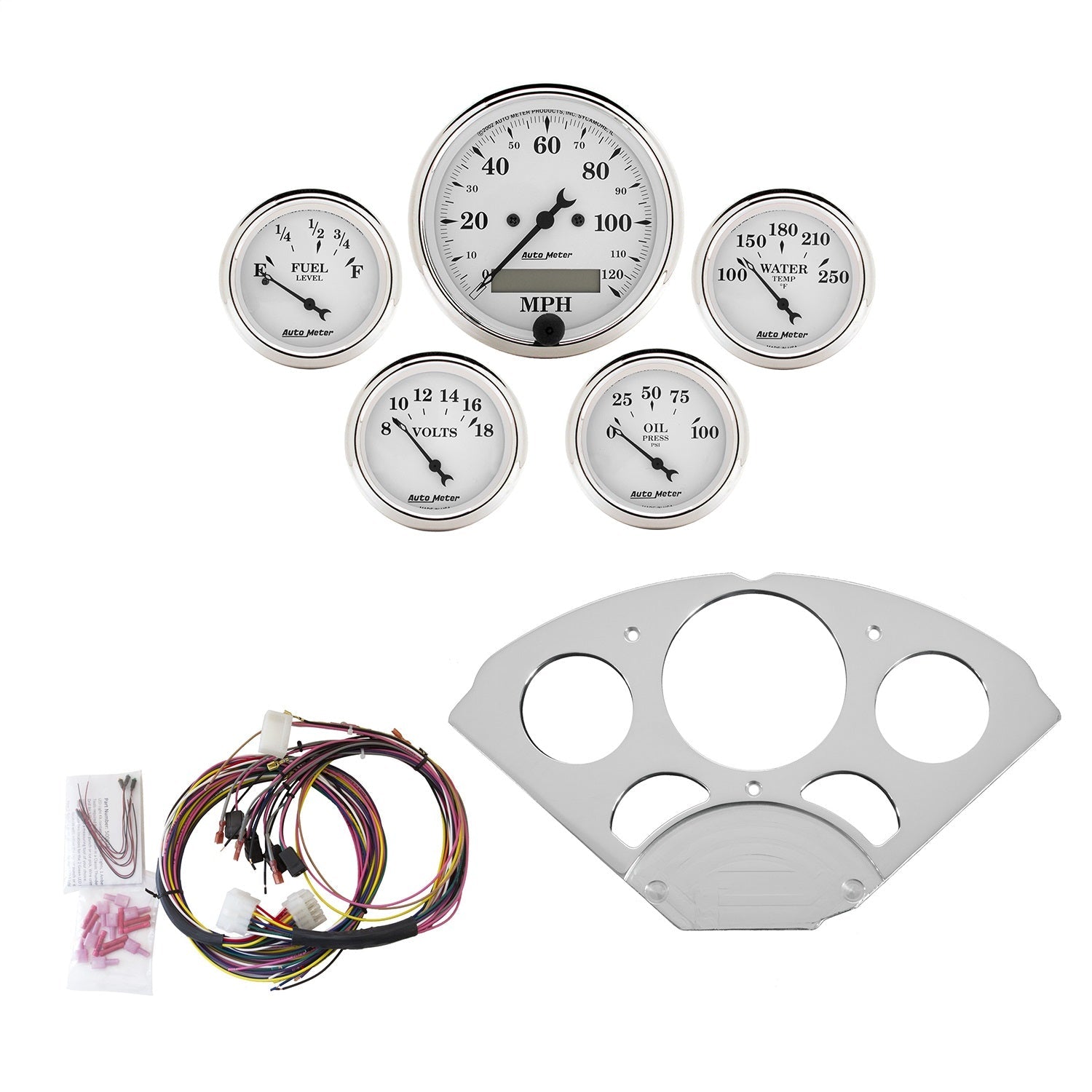 5 GAUGE DIRECT-FIT DASH KIT, CHEVY CAR 55-56, OLD TYME WHITE