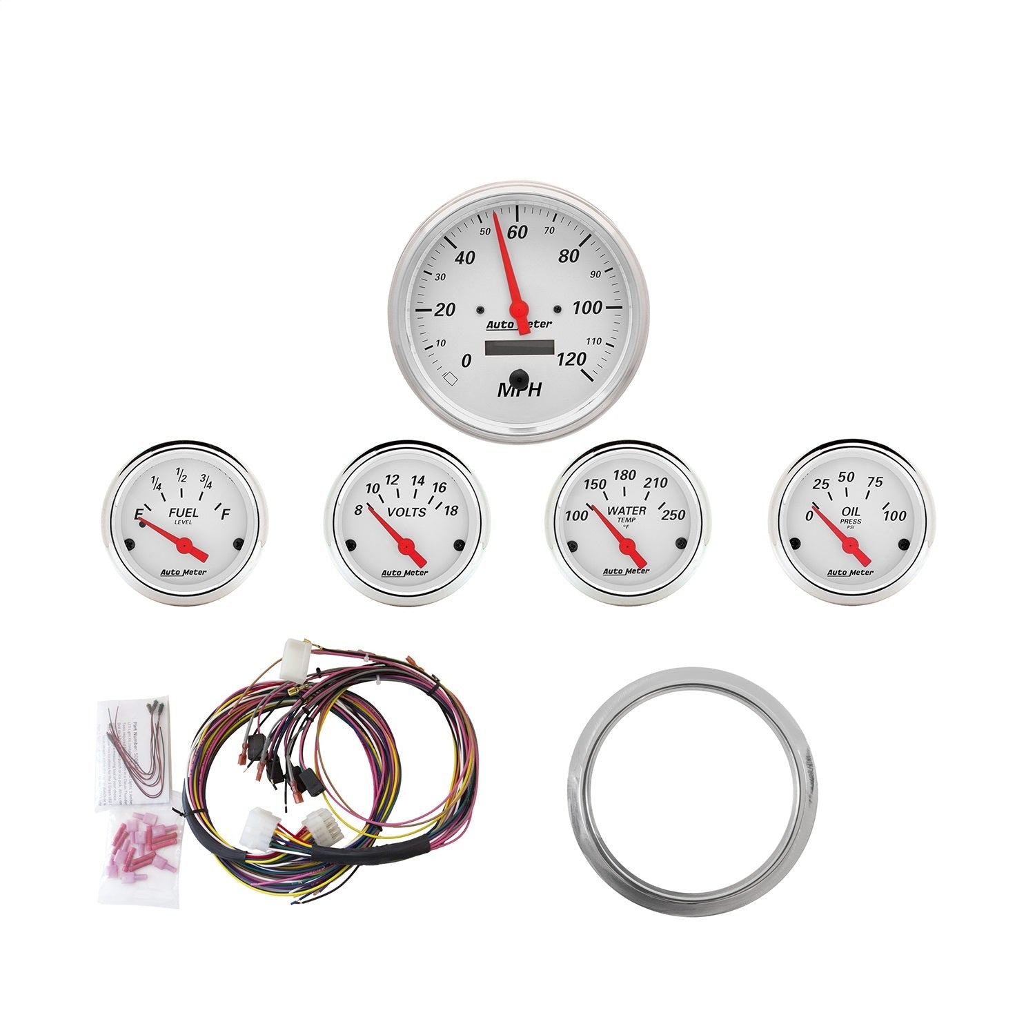 5 GAUGE DIRECT-FIT DASH KIT, CHEVY CAR 59-60, ARCTIC WHITE