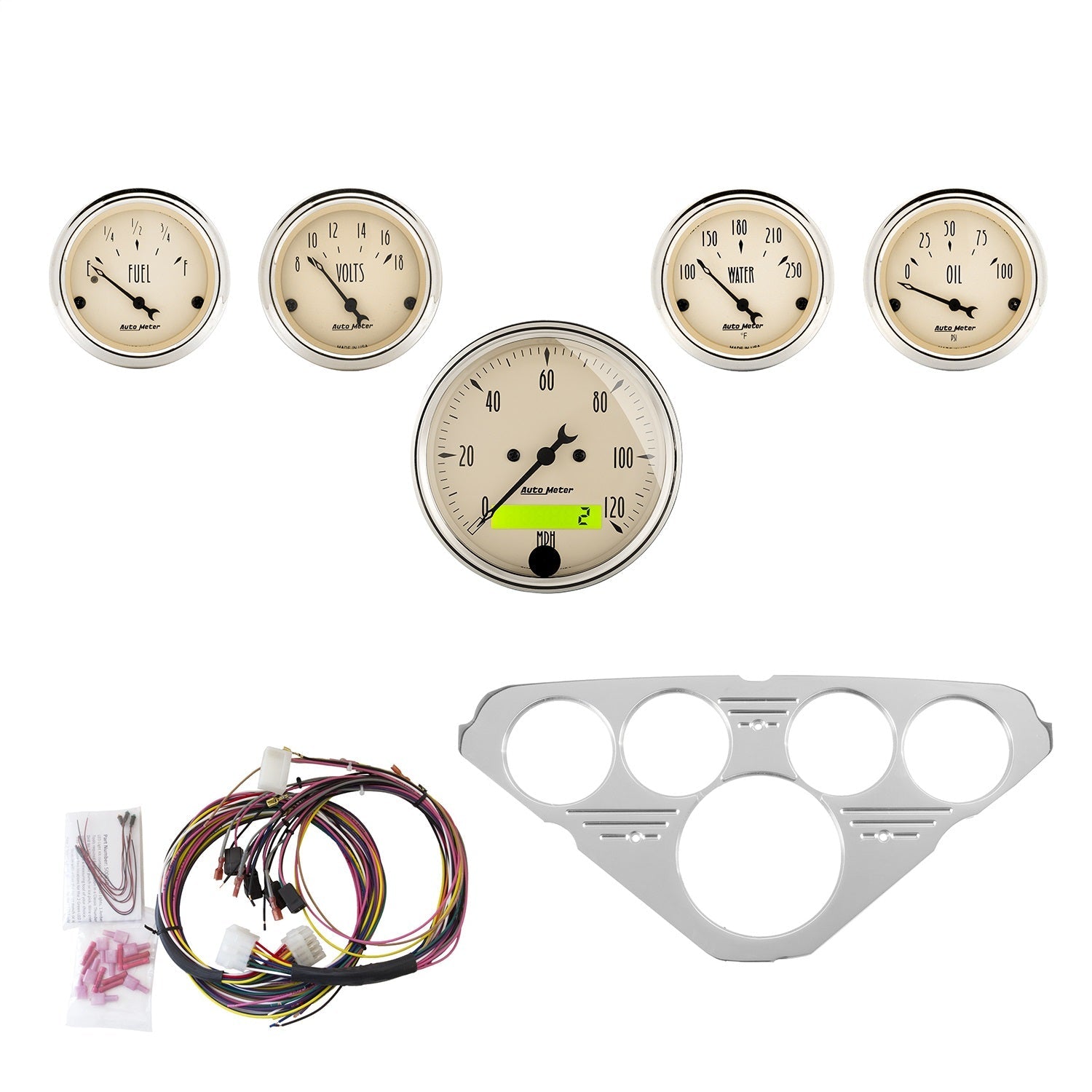 5 GAUGE DIRECT-FIT DASH KIT, CHEVY TRUCK 55-59, ANTIQUE BEIGE
