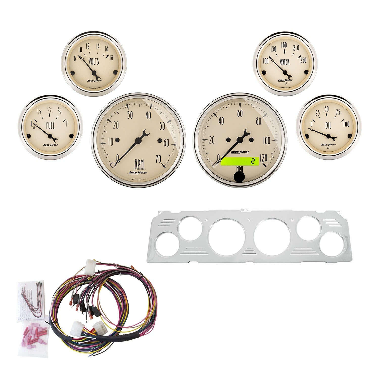 6 GAUGE DIRECT-FIT DASH KIT, CHEVY TRUCK 64-66, ANTIQUE BEIGE