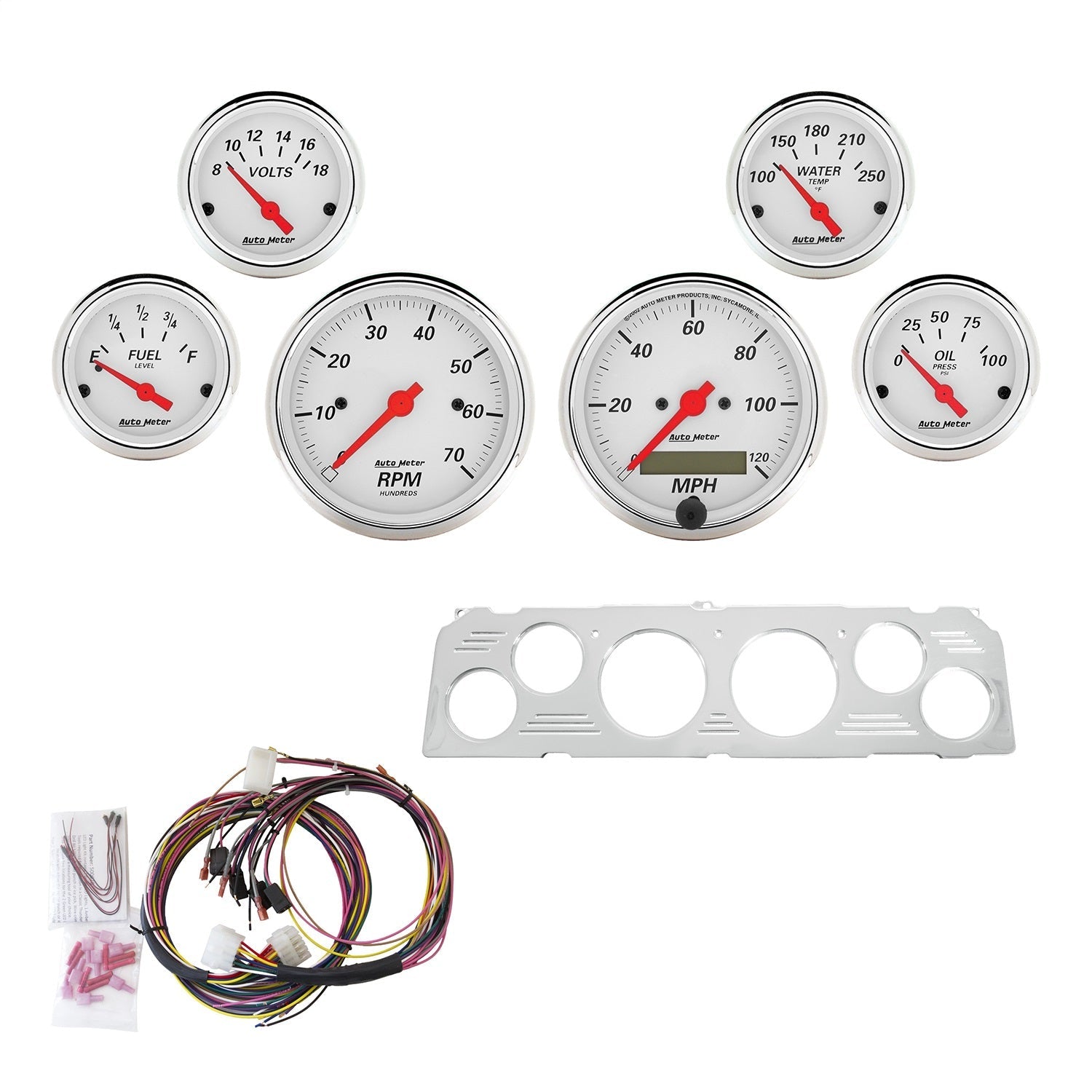 6 GAUGE DIRECT-FIT DASH KIT, CHEVY TRUCK 64-66, ARCTIC WHITE