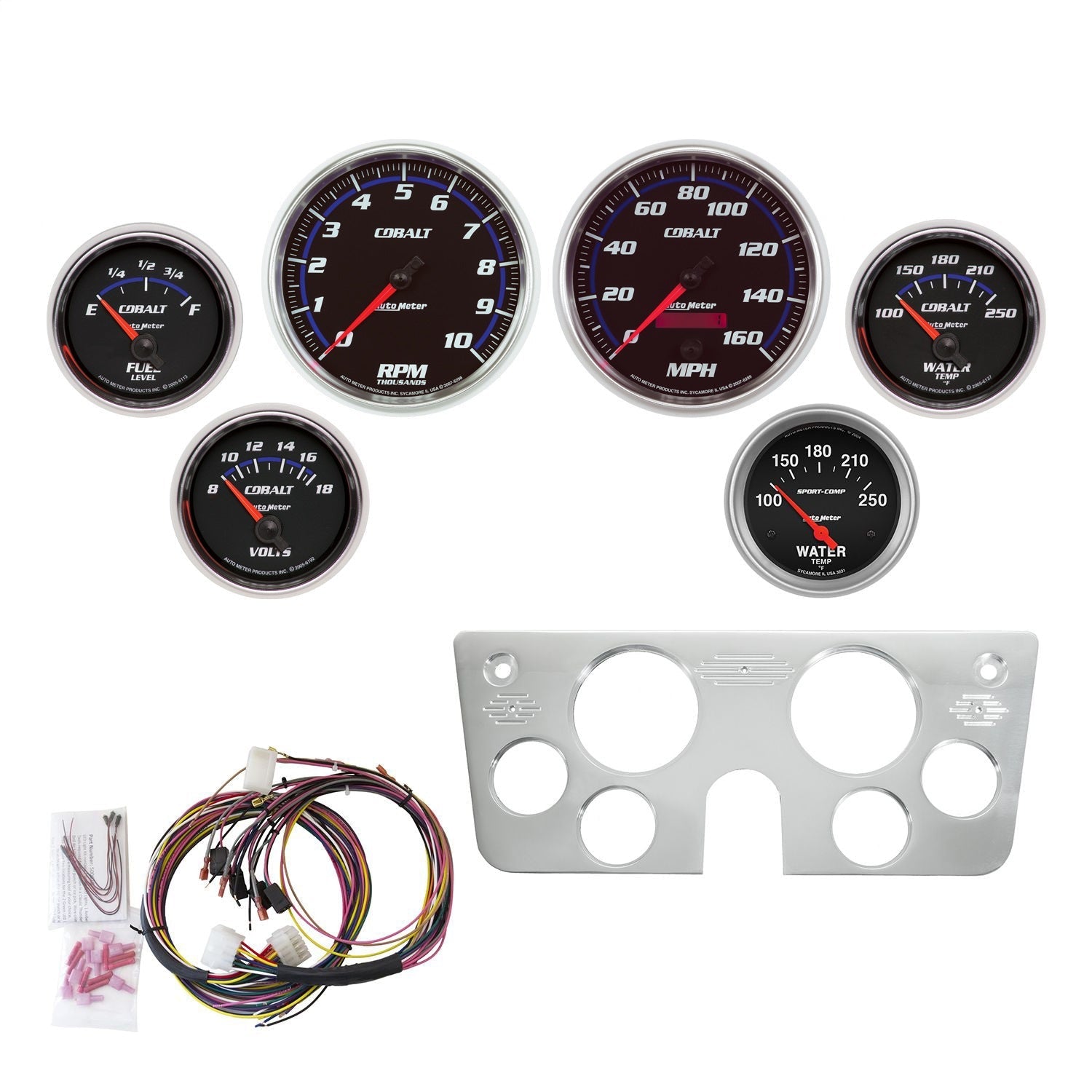 6 GAUGE DIRECT-FIT DASH KIT, CHEVY TRUCK 67-72, COBALT