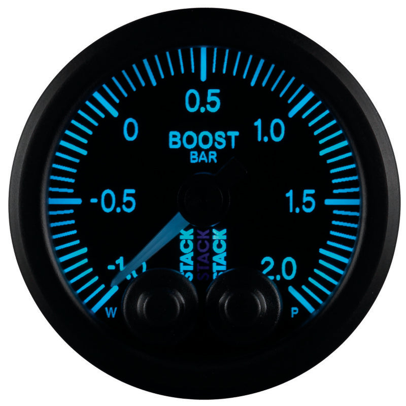 52MM, BOOST PRESS, PRO-CONTROL, BLK, -1 TO +2 BAR, INCL. T-FITTING