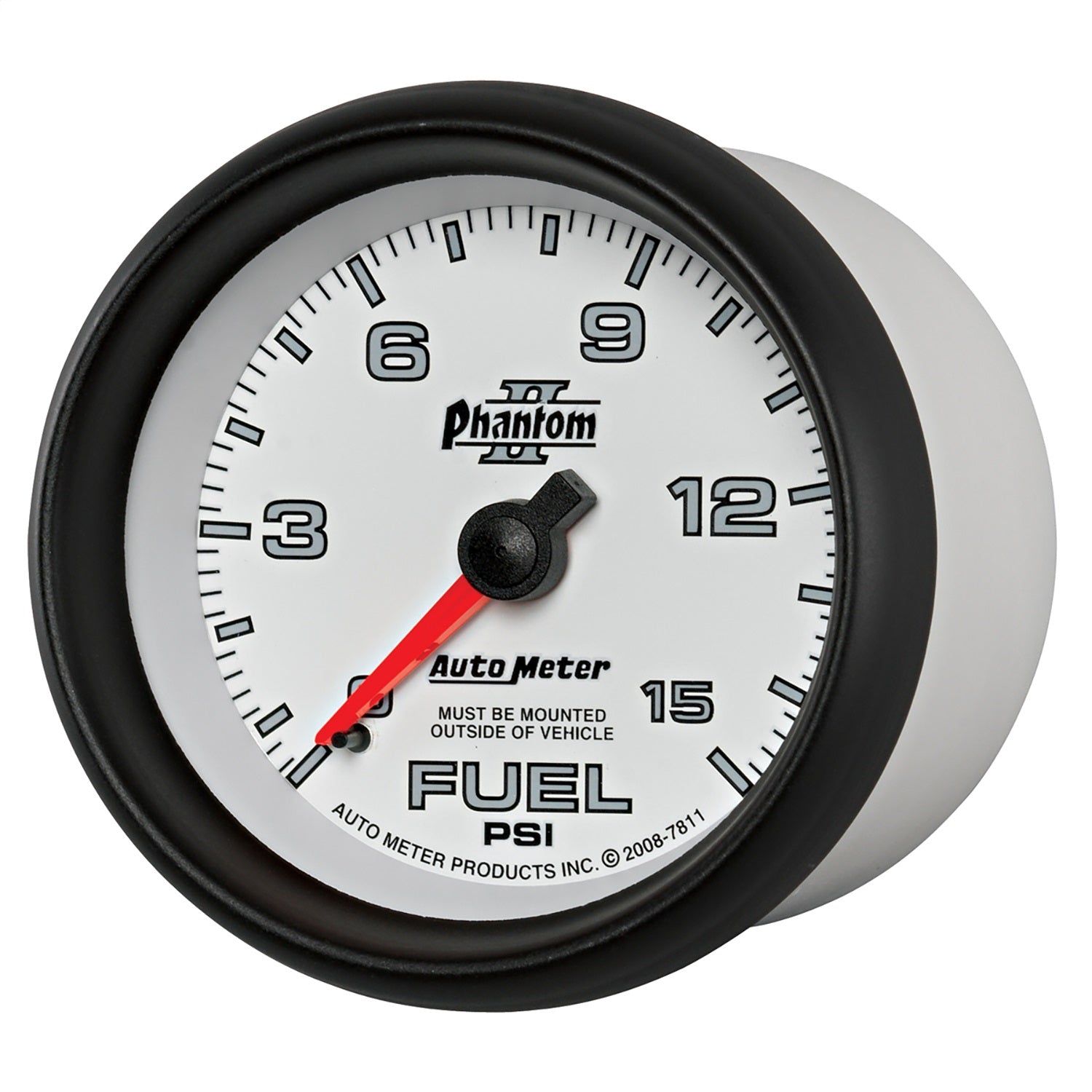 2-5/8" FUEL PRESSURE, 0-15 PSI, PHANTOM II