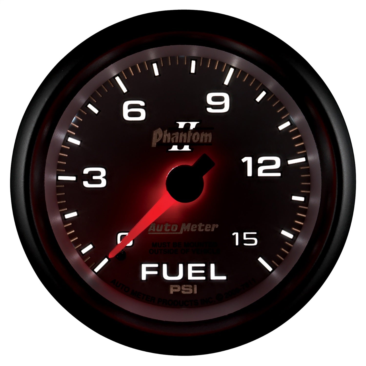2-5/8" FUEL PRESSURE, 0-15 PSI, PHANTOM II